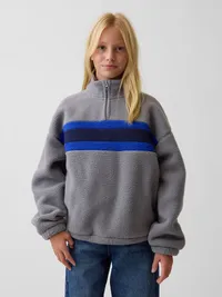 Kids Sherpa Relaxed Quarter-Zip Pullover - Pilot grey — view 2