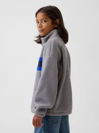 Kids Sherpa Relaxed Quarter-Zip Pullover - Pilot grey — view 3