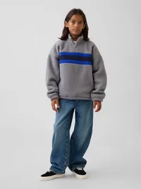 Kids Sherpa Relaxed Quarter-Zip Pullover - Pilot grey — view 4