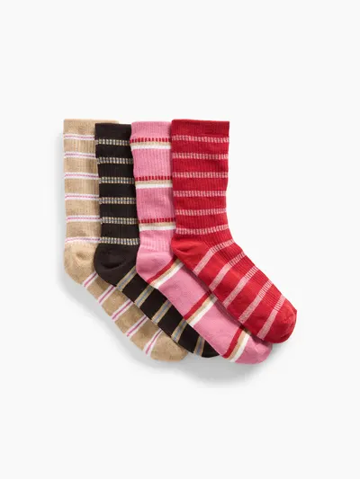 Kids Stripe Rib Crew Socks (4-Pack) - Multi stripes