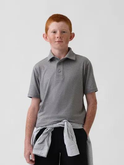 Kids Tech Performance Polo - Grey heather