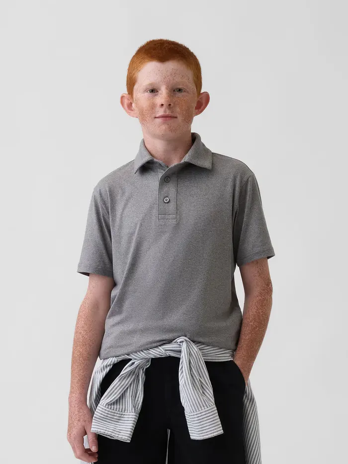 Kids Tech Performance Polo - Grey heather