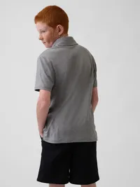 Kids Tech Performance Polo - Grey heather — view 2