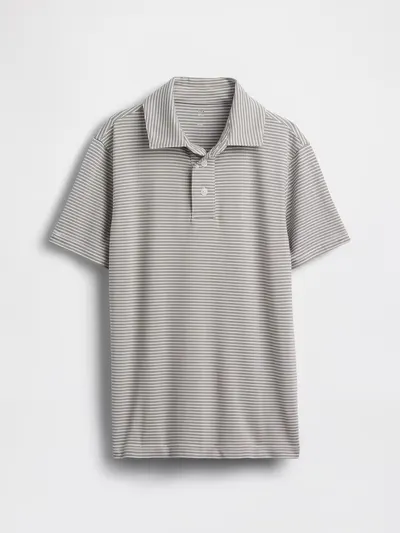 Kids Tech Performance Polo - Grey stripe