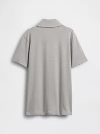 Kids Tech Performance Polo - Grey stripe — view 2