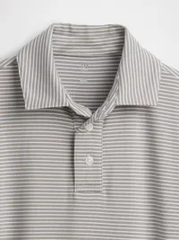 Kids Tech Performance Polo - Grey stripe — view 3