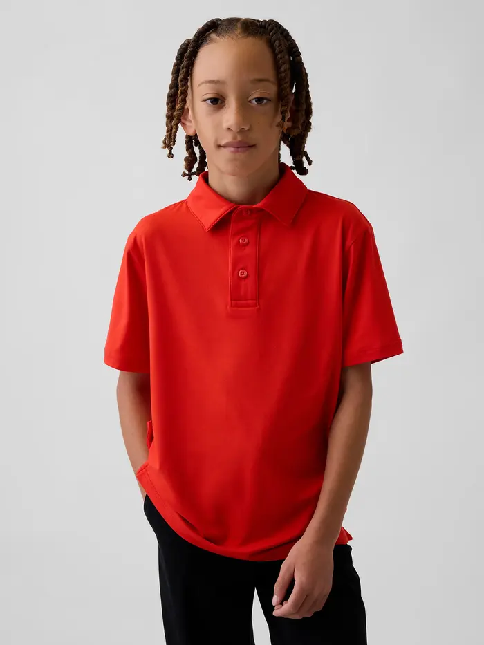Kids Tech Performance Polo - Hot red