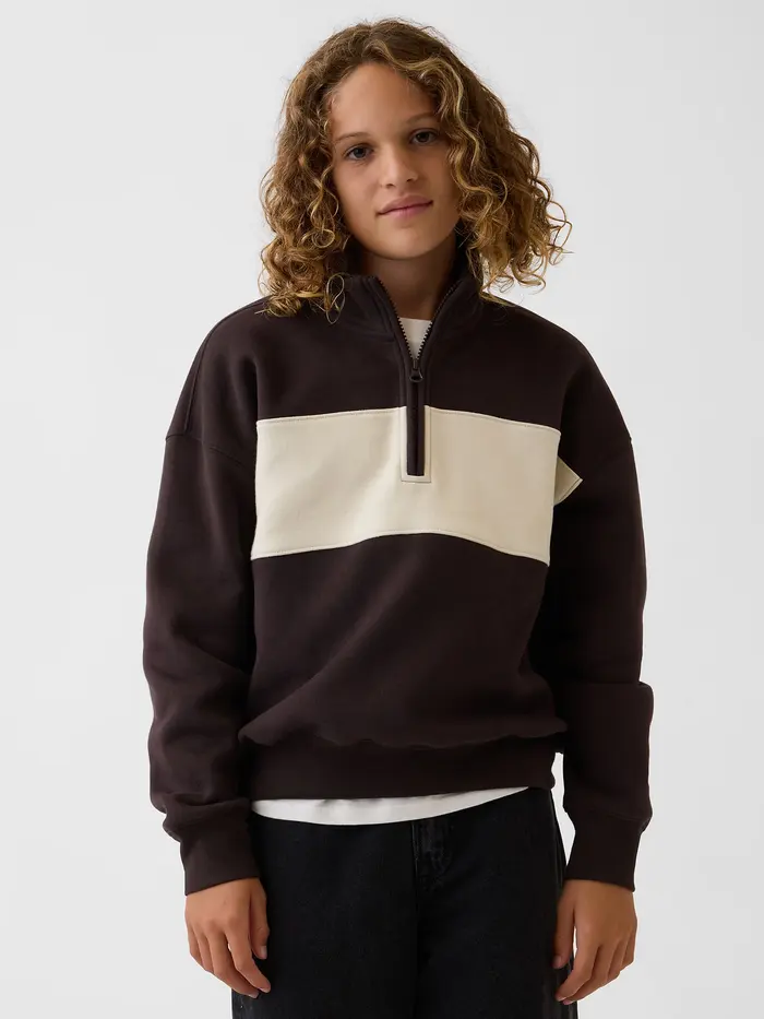 Kids VintageSoft Quarter-Zip Pullover - Terra brown
