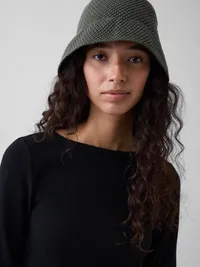 Knit Bucket Hat - Olive green — view 2