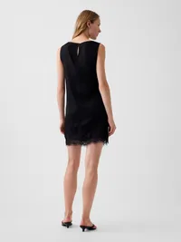 Lace-Hem Mini Shift Dress - True black — view 2