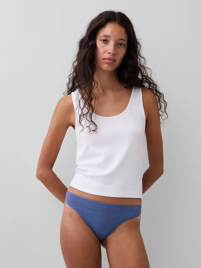 Lace Thong - Bainbridge blue