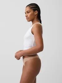 Lace Thong - Blush beige — view 2