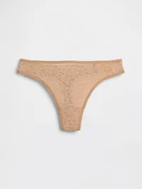 Lace Thong - Blush beige — view 5