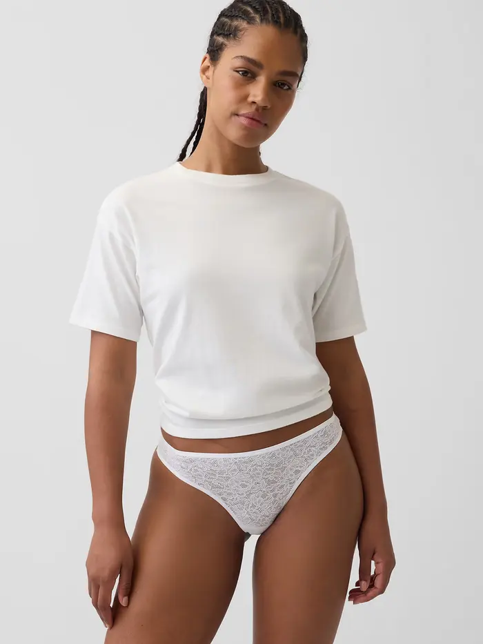 Lace Thong - Fresh white