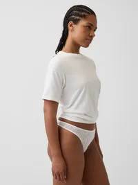 Lace Thong - Fresh white — view 2