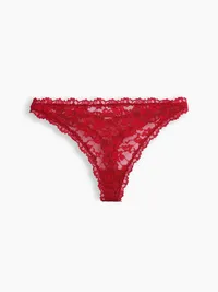 Lace Thong - Sled red — view 5