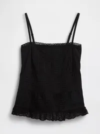 Lace-Trim Cami - True black — view 5