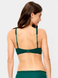 Lace-Trim Cotton Triangle Bralette - Deep Lagoon — view 2