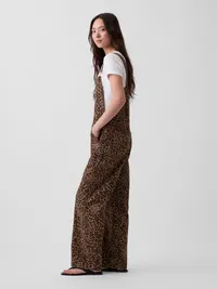 Leopard Print Loose Overalls - Brown leopard print — view 3