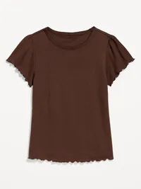 Lettuce-Edge Pointelle Top - Earthen — view 4