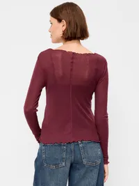 Lettuce-Edge Tissue T-Shirt - Red Lacquer — view 2
