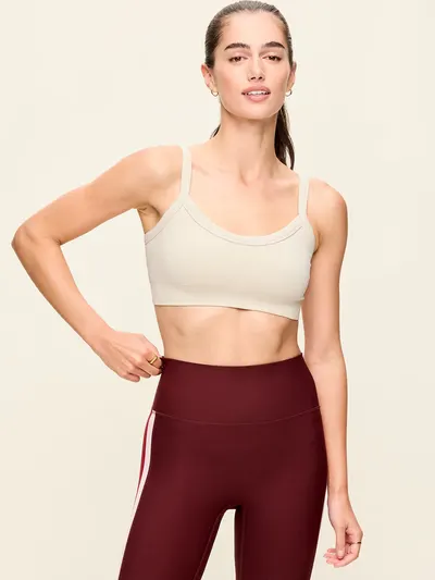 Light Support Fluid Seamless Ribbed Sports Bra - White Combo