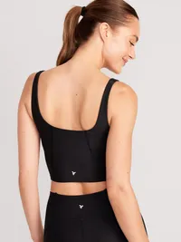 Light Support PowerSoft Longline Sports Bra - Black Jack — view 2