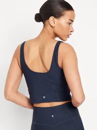 Light Support PowerSoft Longline Sports Bra - Navy Blue — view 2
