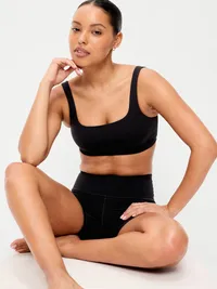 Light Support StudioSmooth Square-Neck Sports Bra - Black Jack — view 3