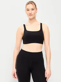 Light Support StudioSmooth Square-Neck Sports Bra - Black Jack — view 4