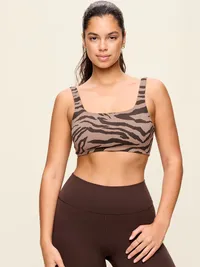 Light Support StudioSmooth Square-Neck Sports Bra - Black Zebra — view 5
