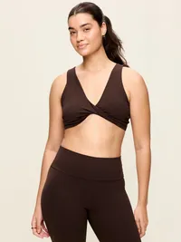 Light Support StudioSmooth Twist-Front Sports Bra - Black Coffee — view 4