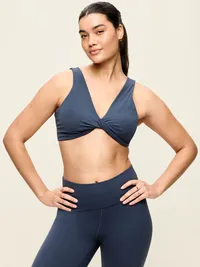 Light Support StudioSmooth Twist-Front Sports Bra - Dusk Navy — view 3