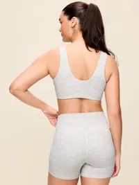 Light Support StudioSmooth Twist-Front Sports Bra - Medium Gray Heather — view 5