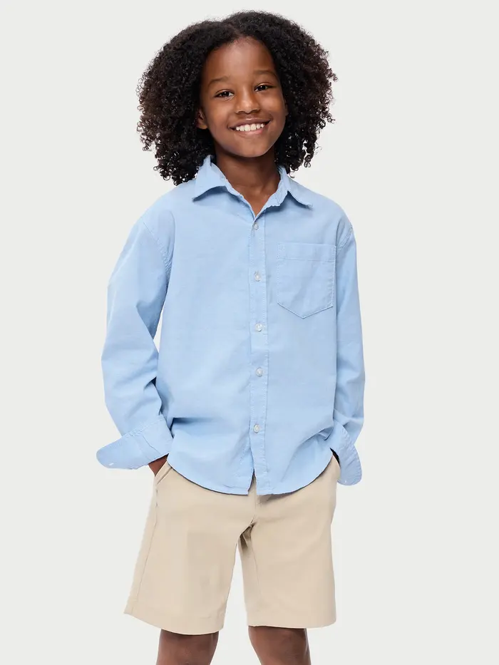 Lightweight Oxford School Uniform Shirt for Boys - Blue Overall