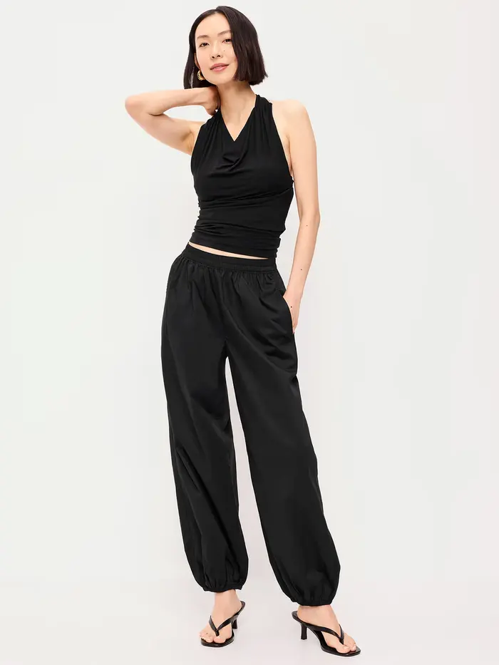 Lightweight Pull-On Parachute Pants - Black Jack