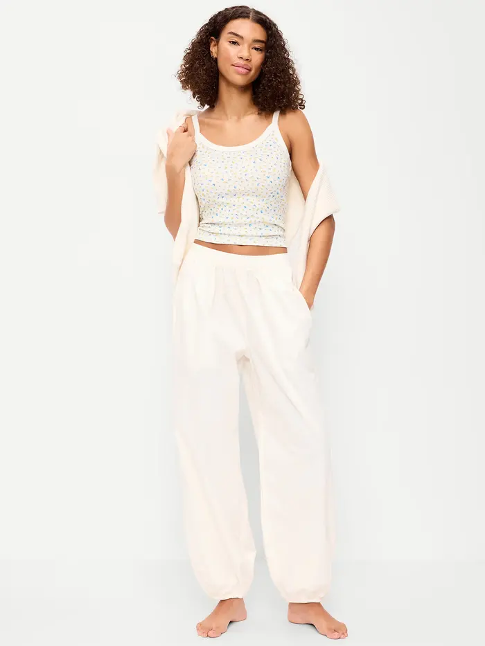 Lightweight Pull-On Parachute Sleep Pants - Sea Salt