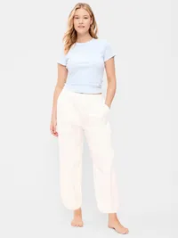 Lightweight Pull-On Parachute Sleep Pants - Sea Salt — view 5