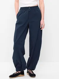 Lightweight Pull-On Poplin Balloon Pants - In the Navy — view 2