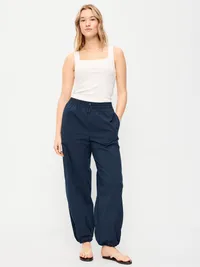 Lightweight Pull-On Poplin Balloon Pants - In the Navy — view 5