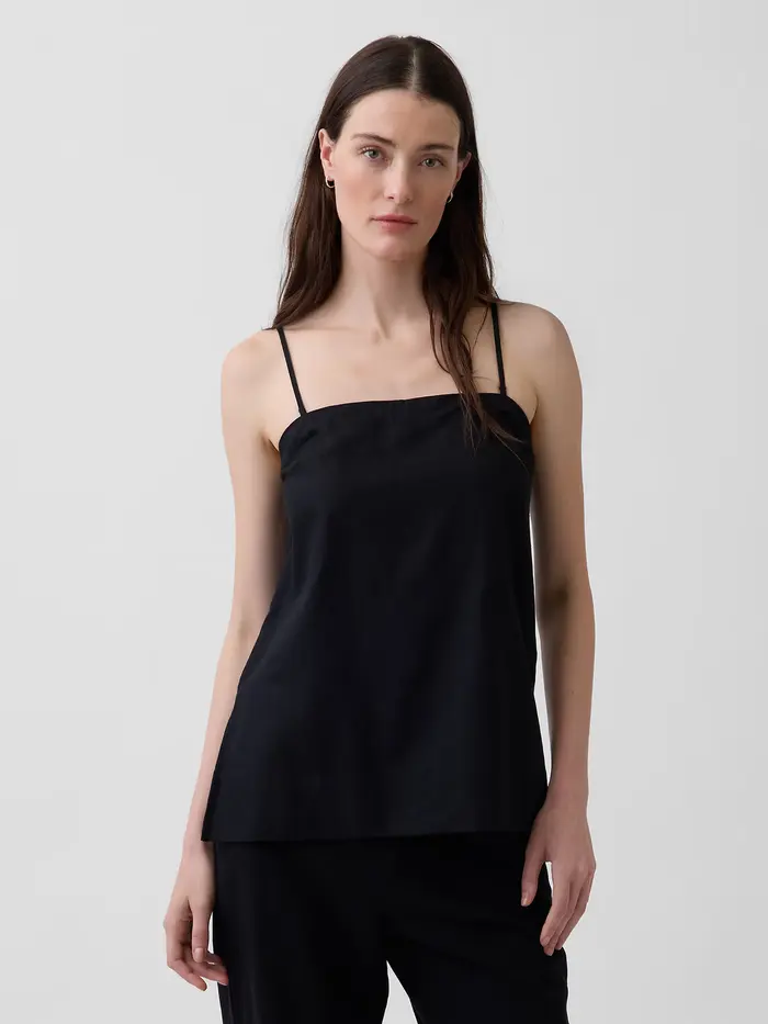 Linen-Blend Cami - Black