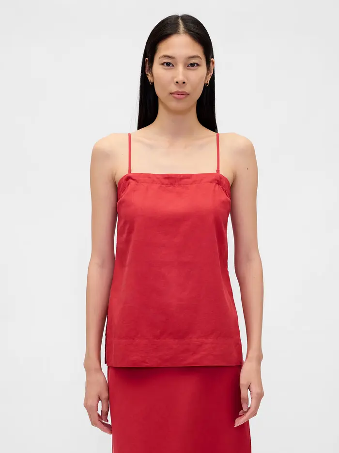 Linen-Blend Cami - Washed red