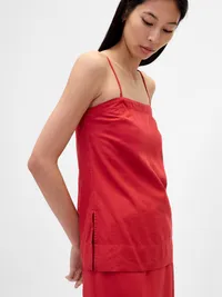 Linen-Blend Cami - Washed red — view 4