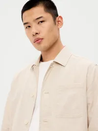 Linen-Blend Chore Jacket - Howlite — view 4