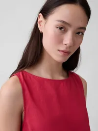 Linen-Blend Crop Shell Tank Top - Washed red — view 4