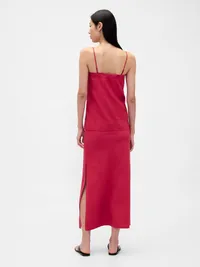 Linen-Blend Maxi Skirt - Washed red — view 2