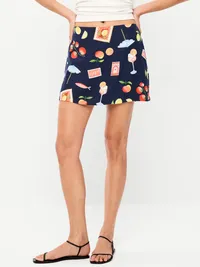 Linen-Blend Micro Skort - Mixed Fruit — view 2