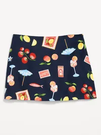 Linen-Blend Micro Skort - Mixed Fruit — view 5