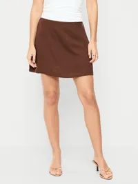 Linen-Blend Micro Skort - Peppercorn — view 2