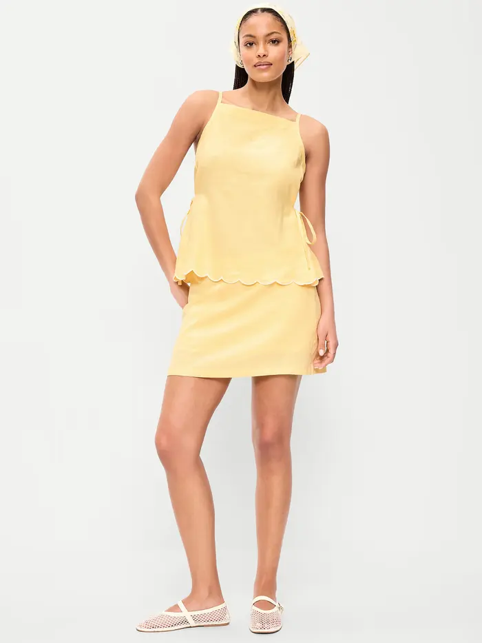 Linen-Blend Micro Skort - Sunbeam